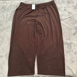 NWT Ulla Popken Plus Size 32/34 Brown Wide Leg Pull On Pants